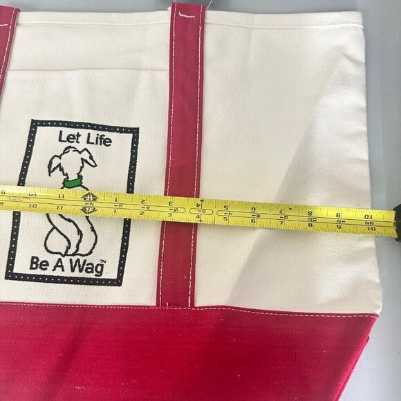 Canvas Tote Bag With Red Trim "Let Life Be A Wag" Design - Picture 7 of 7